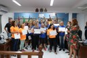 Cerimônia de entrega de Moção em homenagem a Equipe da 3ª Idade pela conquista invicta do 3º Torneio de Vôlei adaptado do Vale do Ribeira. (<a class="download" href="https://www.ilhacomprida.sp.leg.br/institucional/fotos/12-11-19-volei-da-terceira-idade/volei_3a_idade_12nov19-08.jpg/at_download/image">Download</a>)