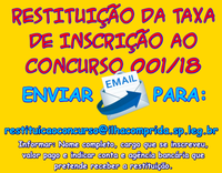Concurso Público nº 01/18 - Restituição da 'Taxa de Inscrição' aos candidatos.