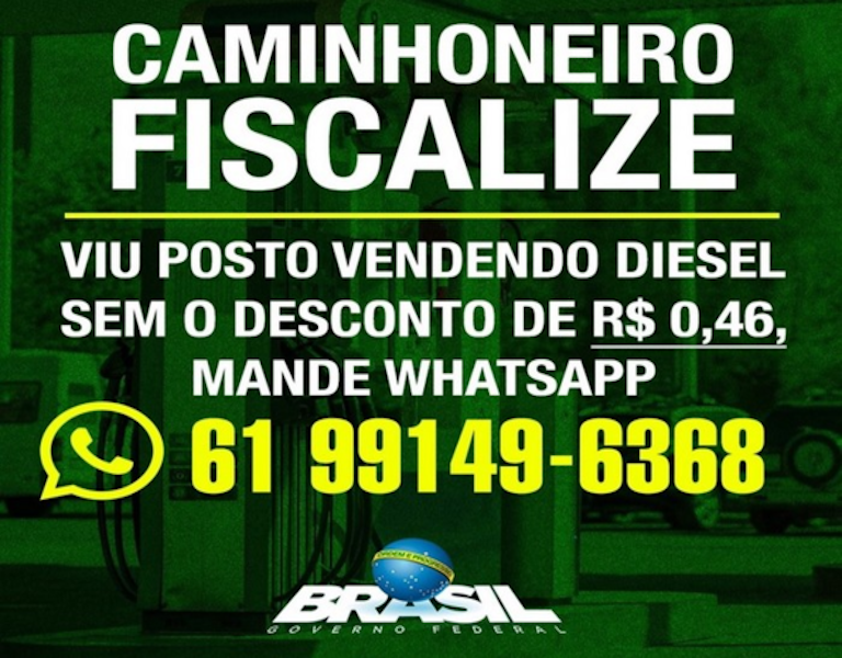 Planalto divulga telefone para consumidor denunciar posto que não repassar desconto no diesel