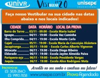 UNISEPE  divulga os locais e horários do seu Vestibular 2019.