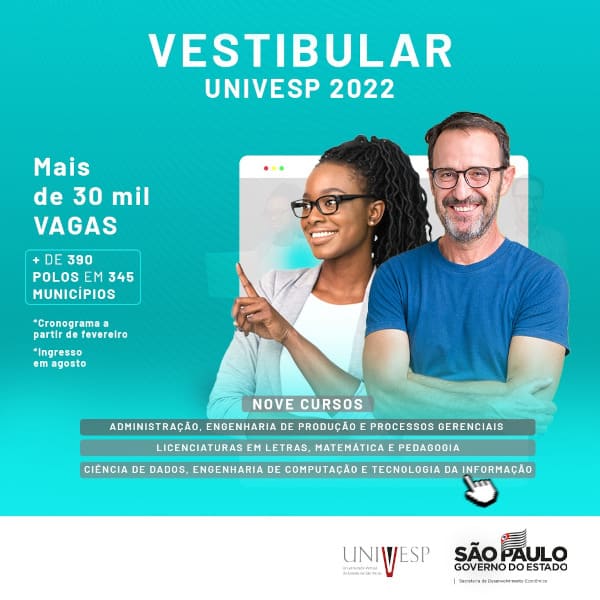 Univesp - Incrições a partir de 22 de março - Vestibular 2022.